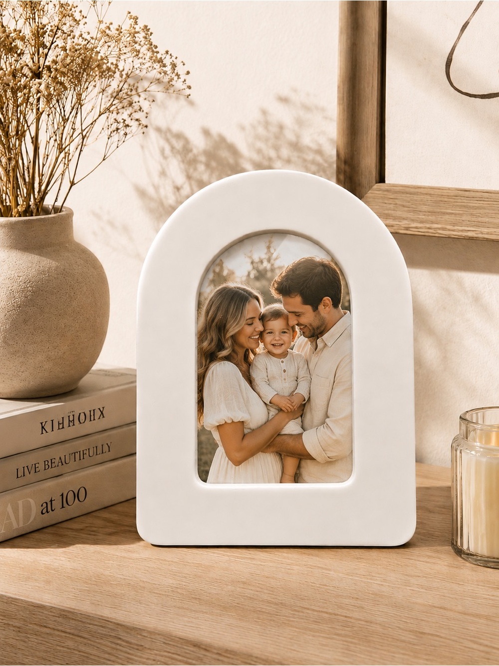Minimalist Modern Photo Frame 4x6 White Arch Ceramic Organic Home Decor